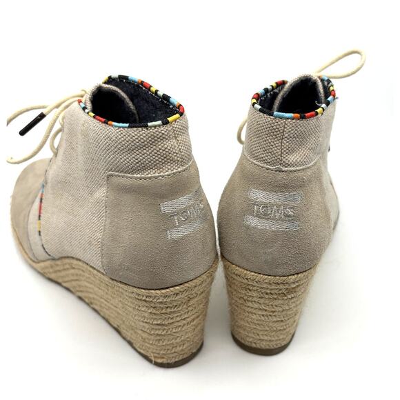 TOMS Women’s Whisper Burlap Suede Natural Desert Wedge Ankle Boots | Size 12 - Picture 8 of 16